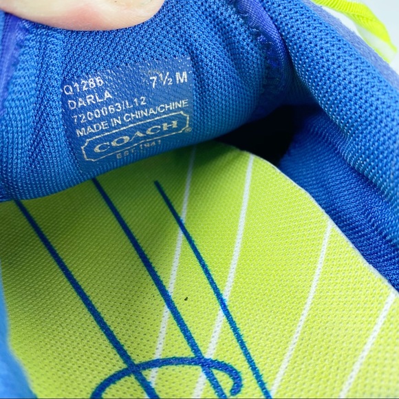 Coach Darla Sneaker Lace Up Tennis Shoe Blue Neon - Picture 7 of 8